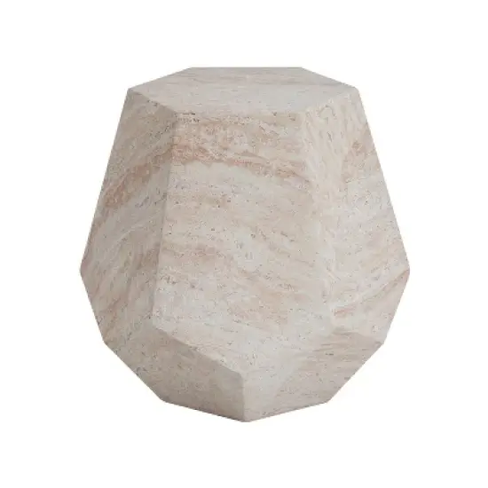 Christopher Knight Home Gerda Outdoor Hexagonal Shape Travertine Lightweight Concrete Side Table image {8}