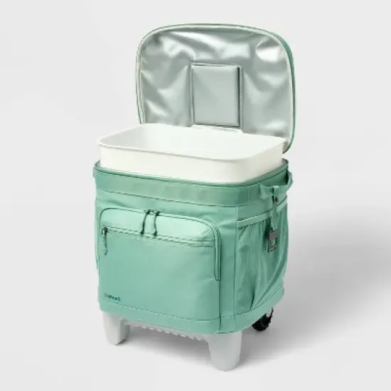 36 Can Rolling Cooler Green - Embark&trade;: Retractable Handle, Storage Pocket image {3}