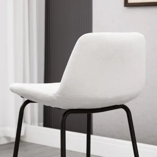 HOMCOM 29.5" Bar Stools Set of 2, Upholstered Extra Tall Barstools, Armless Bar Chairs with Back, Steel Legs, Cream White image {4}