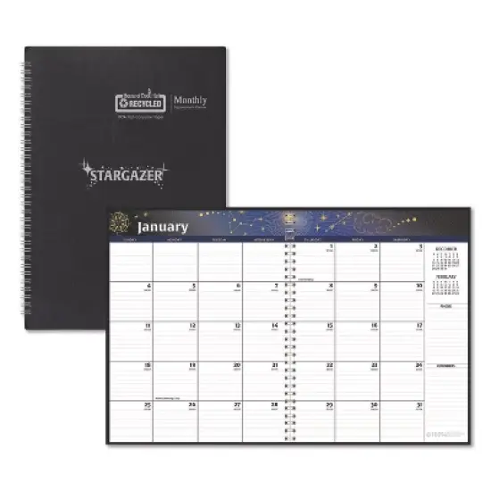 House of Doolittle Recycled Stargazer Monthly Planner 13-Month December 2025 to December 2026 Stargazer Artwork Black Cover 11 x 7 image {4}