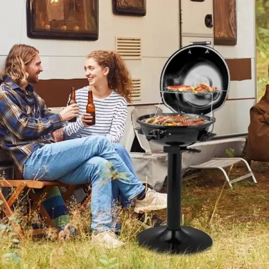 Costway 1600W Electric BBQ Grill with Warming Rack, Temperature Control & Grease Collector image {1}