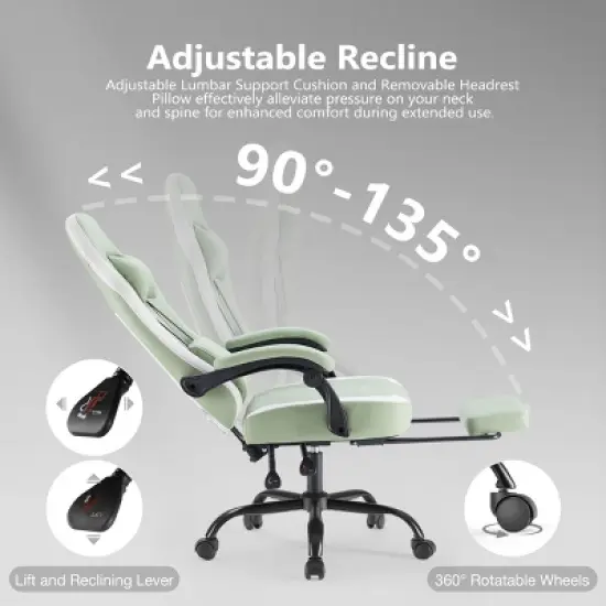 SEVOBAL Office Chair Desk Chair Computer Chair Office Chairs with Lumbar Support Swivel Rolling Easy Assembly Home Gift, Green, 25.2"*25.4"*48.4" image {3}