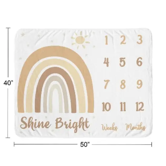Sweet Jojo Designs Gender Neutral Baby Milestone Blanket Boho Rainbow Tan Yellow and White image {2}