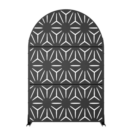 PexFix 72" H x 47" W Arched Outdoor Metal Privacy Screen Freestanding Garden Fence for Deck Patio Balcony Decor Privacy Panels Black with Star Pattern image {6}