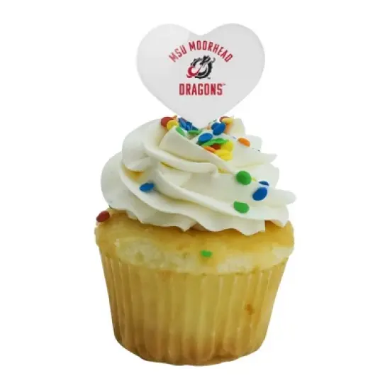 NCAA Minnesota State University Moorhead Dragons Heart Love Cupcake Picks Toppers Decoration Set of 6 image {4}