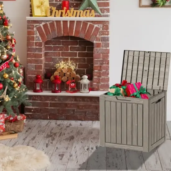 Syemin Deck Box, 30GAL Outdoor Storage Box, Patio Gardening Tools, Water and UV Resistant for Patio, Garden, Lawn, Brown, 22.1"*17.1"*20.9" image {2}