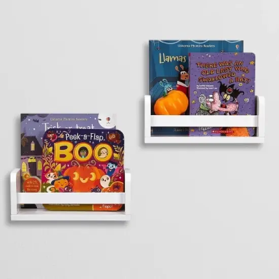 2pk Kids' 10" Floating Wall Mount Bookshelf Set White - RiverRidge Home image {8}
