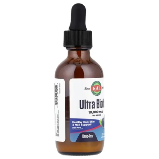 KAL Ultra Biotin,  Mixed Berry, 10,000 mcg, 2 fl oz (59 ml) image {3}
