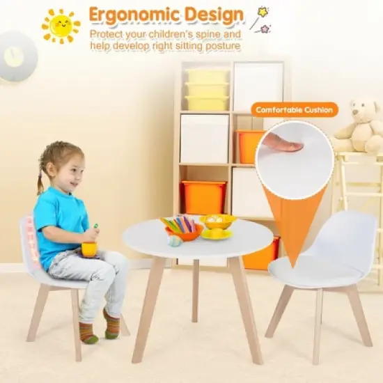 Costway Kids Table & 2 Chairs Set Modern Activity Play Table w/Beech Leg Cushion image {6}