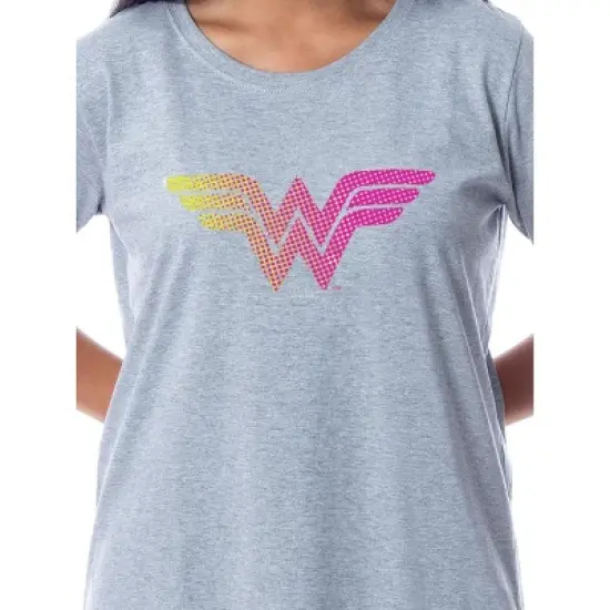 DC Comics Womens' Wonder Woman Superhero Nightgown Sleep Pajama Shirt Grey image {1}