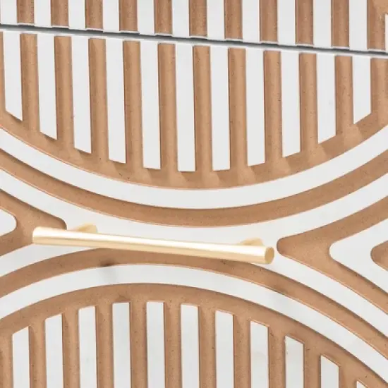 Baxton Studio Queen 3pc Louetta Carved Contrasting Bedroom Set White/Natural Brown image {6}