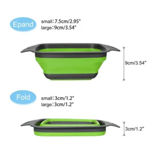 Unique Bargains Collapsible Colander Set Square Foldable Food Strainer with Handle Space Saving Design image {3}