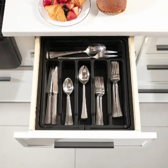 Expandable Silverware and Utensil Drawer Organizer with 8 Compartments - Space-Saving Silverware Kitchen Storage Solution, Expandable Drawer Organizer image {1}