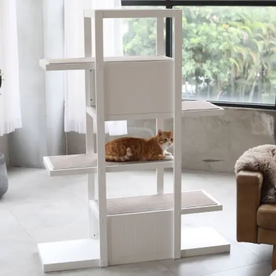 Merry Products Bookshelf Cat Tower - White image {2}