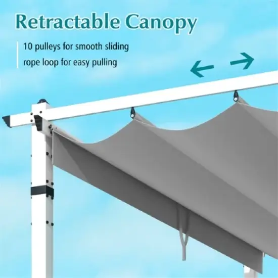 Tangkula 12' x 10' Outdoor Pergola w/ Retractable Canopy Aluminum Frame Anchors Patio image {5}
