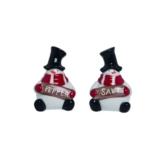 Transpac Ceramic Frosties Salt and Pepper Shakers Set of 2 Christmas Home Decorations image {1}