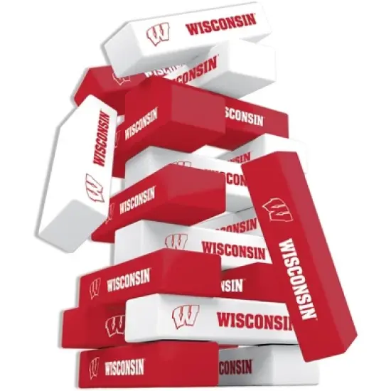 MasterPieces Real Wood Block Tumble Towers - NCAA Wisconsin Badgers image {2}