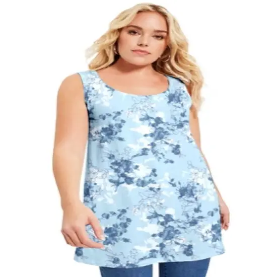 June + Vie by Roaman's Women&rsquo;s Plus Size Scoopneck One + Only Tunic Tank image {5}