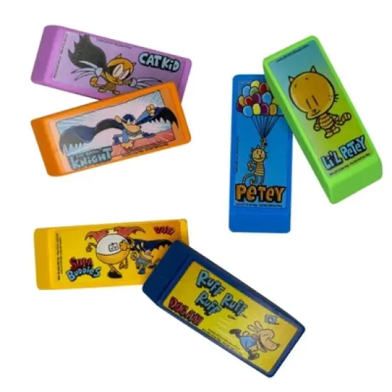 Dog Man Theme Beveled Erasers (6 Pack) - Featuring Your Favorite Characters image {3}