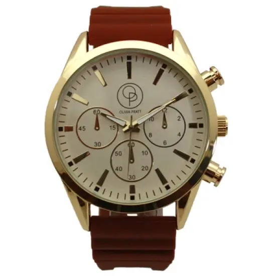 Olivia Pratt Solid Color Band Chronograph Men Watch image {10}