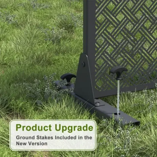 Pexfix 72 x 35 Inch Metal Privacy Screen Freestanding Outdoor Divider Panel For Patio Deck Balcony Heavy Duty Base Weatherproof Black Lattice Woven image {3}