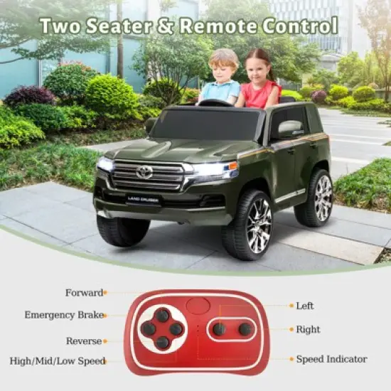 2 Seater Kids Ride On Truck, 12V Battery Powered Electric Vehicle w/Remote Control, 3 Speeds, Led Lights, Music & Horn, Spring Suspension Boys Girls image {4}