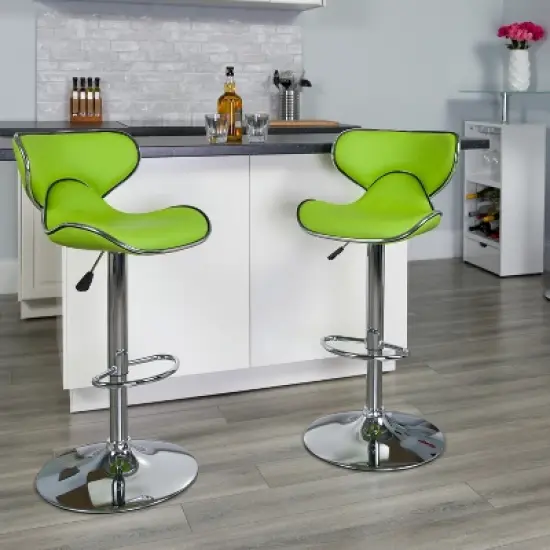 Flash Furniture Contemporary Cozy Mid-Back Vinyl Adjustable Height Barstool with Chrome Base image {1}