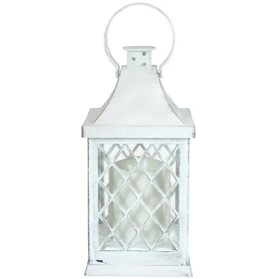 Sunnydaze 10" Ligonier White Traditional Style Plastic and Glass Battery Operated Indoor LED Candle Lantern 4pk image {6}