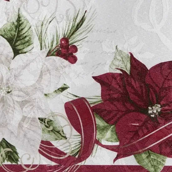 Clarette Poinsettia Holiday Fabric Table Runner - Multicolor - 14x70 - Elrene Home Fashions image {2}