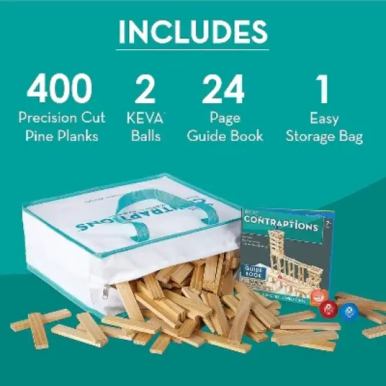 MindWare Keva Contraptions 400 Solid-Wood Plank Set - Building Blocks - 400 Blocks image {2}