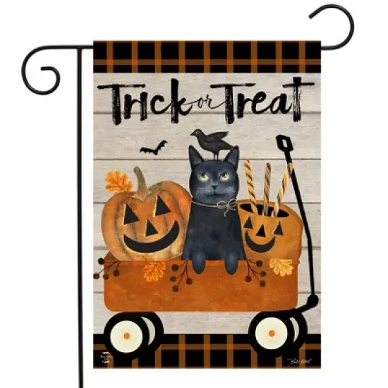 Briarwood Lane Halloween Garden Flag 12x18 For Outdoor Trick Or Treat Wagon For Halloween Garden Flag Flags For Outside image {1}