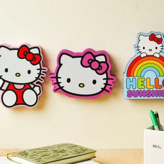 Silver Buffalo Sanrio Hello Kitty Glitter Bow Die-Cut Wooden Wall Art | 6 x 8 Inches image {7}
