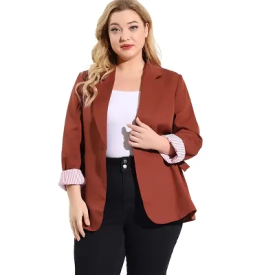 Agnes Orinda Women's Plus Size Work Fashion Notched Lapel Formal Blazer image {7}