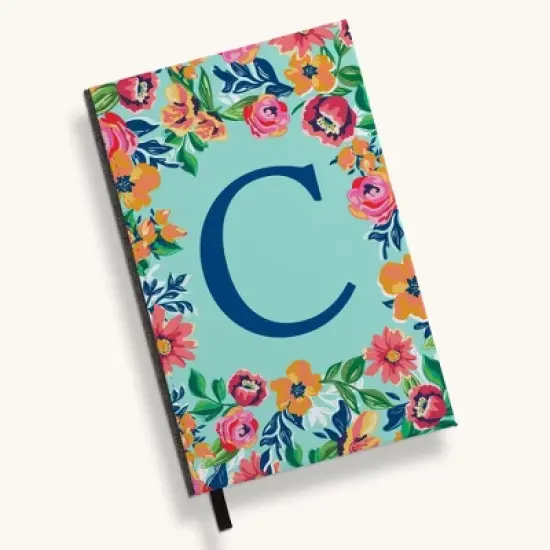Personalization Mall Flowery Initial Journal, Blue Aqua image {7}