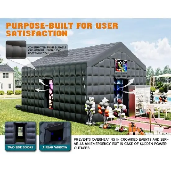 AMERLIFE Inflatable Nightclub Tent, Black Portable Gazebo with Dual Doors, Logo Panel image {4}