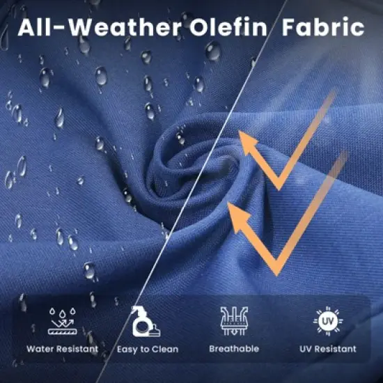 Buenhomino 74'' Patio Sofa, All Weather Outdoor Rattan Wicker 3-Seat Sofa High Back Couch with Premium Cushions for Garden Backyard Porch,Brown/Blue image {5}