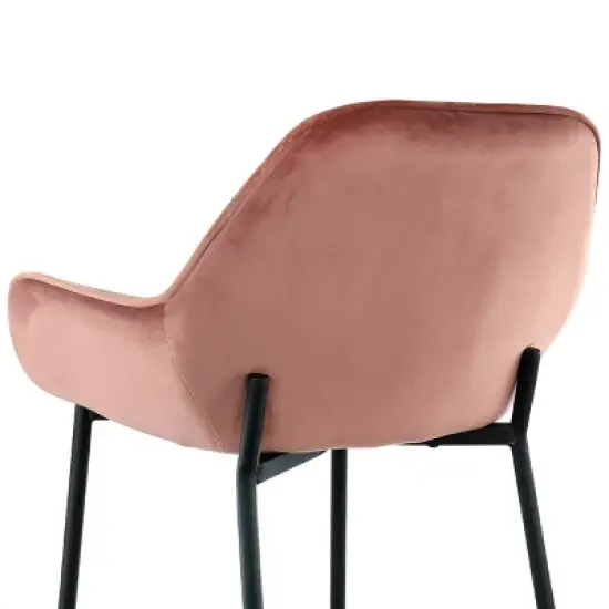 Elama 2 Piece Velvet Bar Stool in Pink with Black Legs image {2}
