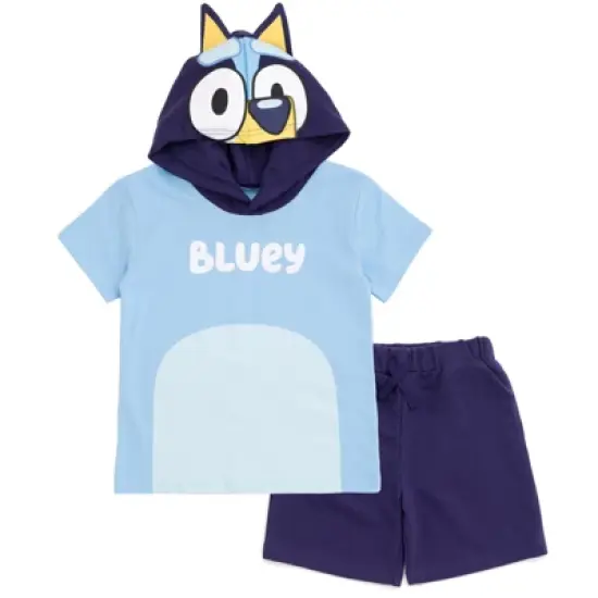 Bluey Hooded Cosplay T-Shirt and French Terry Shorts Outfit Set Toddler to Little Kid image {5}