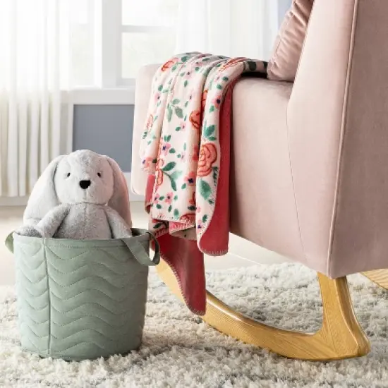 Quilted Fabric Medium Round Storage Basket - Green - Cloud Island&trade; image {1}