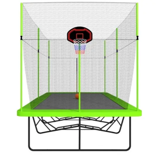 NAYSAYE Trampoline 10FT by 17FT with Basketball Hoop and Advanced Ladder for Outdoor Fun and Fitness, Green, 204.00"*120.00"*141.00" image {1}