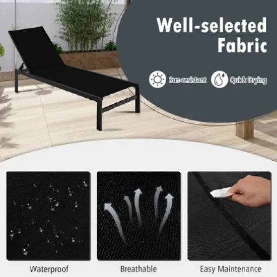 Costway Patio 6-Position Lounge Chair Chaise Aluminium Adjust Recliner image {7}