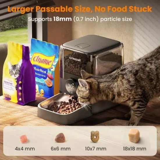 Oneisall PF06 WiFi Dog and Cat Feeder - 3L, 100-Day Battery, App Control for Large Kibble image {3}