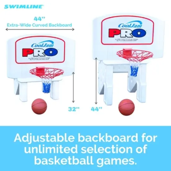 Swimline Cool Jam Pro In-Ground Poolside Basketball Game with Hoop, Regulation Size Ball, and Adjustable Backboard Height for Kids and Adults image {3}