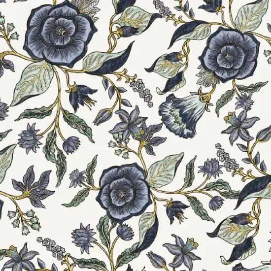 Fairland Square Storage Ottoman Shaded Floral Blue - Skyline Furniture image {3}