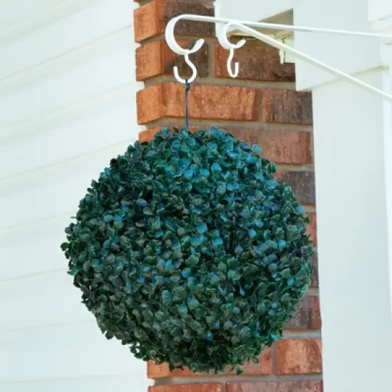 Solar Powered LED Faux Topiary Ball Pair Set of 2 Pre-lit Artificial Boxwood Balls with Rechargeable Battery Outdoor Greenery Decor by Pure Garden image {3}