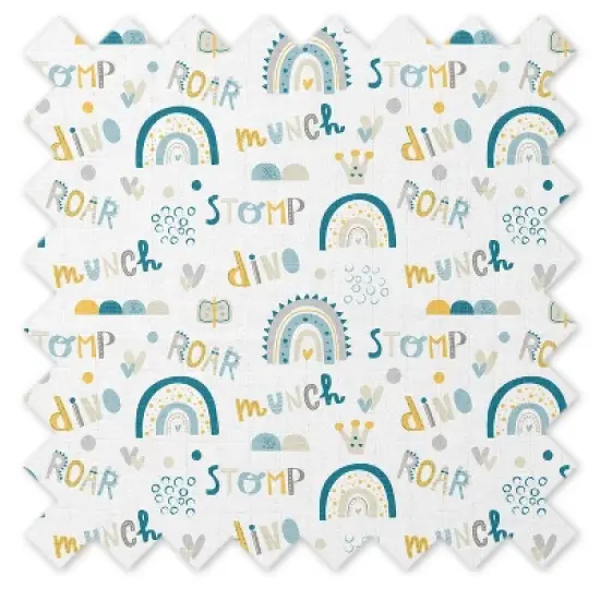 Bacati - Little Dino Boys Teal/Yellow Muslin Quilted Changing Pad Cover image {8}