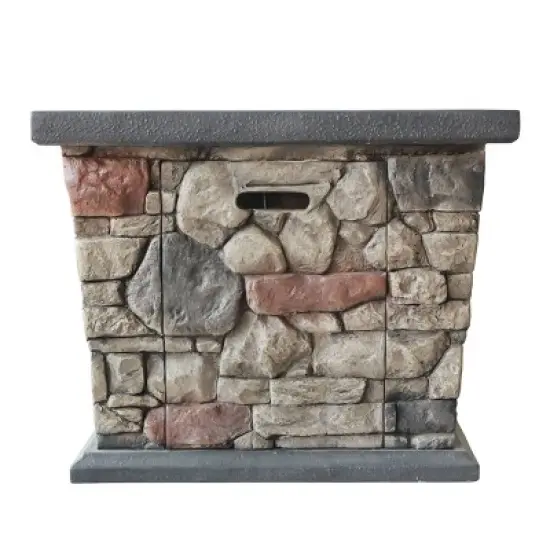 Carson Outdoor Stone Square Fire Pit - Gray - Christopher Knight Home image {7}
