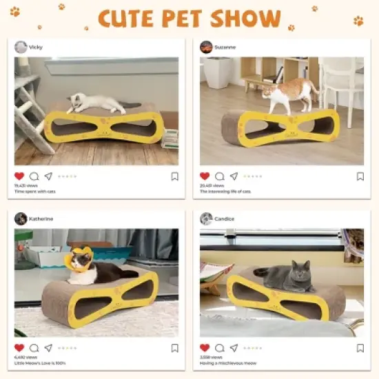 Sandinrayli Wave Cat Scratcher Lounge Toy with Catnip, Yellow image {2}