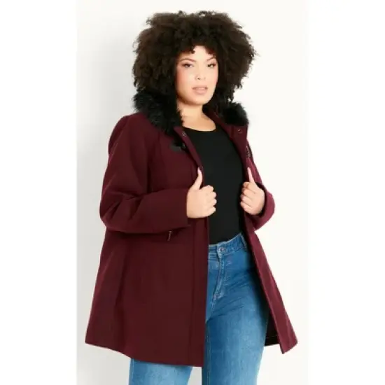 Women's Plus Size Duffle Coat - wine | EVANS image {10}