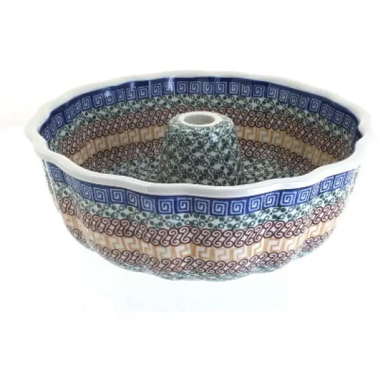 Blue Rose Polish Pottery A55 Ceramika Artystyczna Ring Cake Pan image {3}